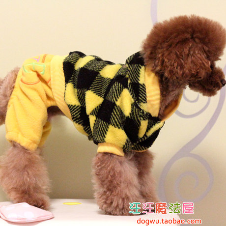 Dog clothes Teddy pet clothes spring summer autumn winter double-sided velvet plaid four-legged couple