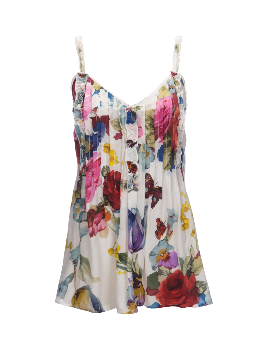 Dolce&Gabbana 彩色印花压褶吊带