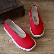 Old Beijing Mille-bottomed cloth shoes spring and autumn casual breathable fashion shoes red festive round mouth retro women's shoes