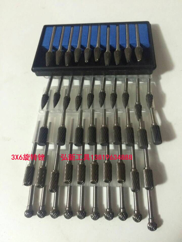 Alloy Grinding Needle Grinding Head Cemented Carbide Tungsten Steel Rotary File Engraving Knife Double Textured Single Grain Twill Milling Cutter 3X6mm