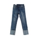 RENA siêu thoải mái màu sắc nhẹ nhàng khâu thô cạnh cao eo căng mỏng mùa thu hoang dã jeans chín quần phụ nữ quần baggy jean nữ Quần jean