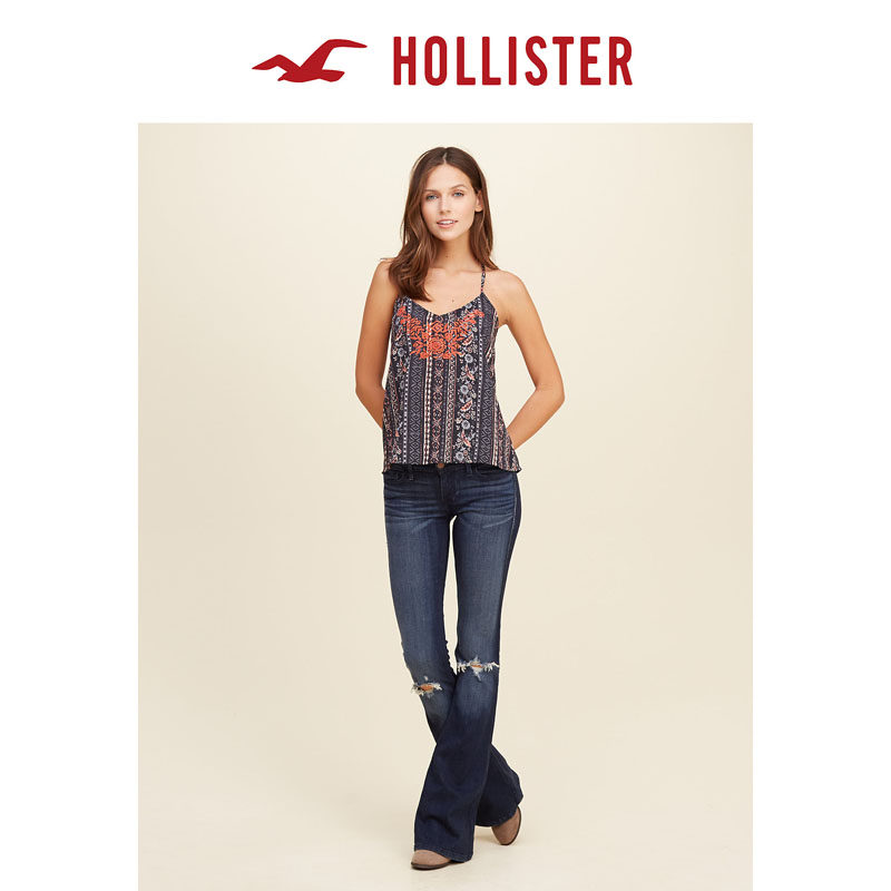 Hollister 2016春装新款印花皱绸吊带衫 女 109422