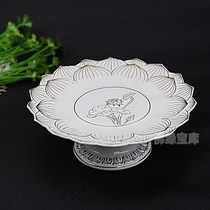 Buddhist Supplies Pure White Household Sketching Relief Lotus High Foot Fruit Sauces For Fruit Pan Ceramic White Fo Fruit Tray