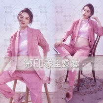 1885 new pregnant women photo shooting photo studio photo big belly mommy art pink suit mens sexy clothing