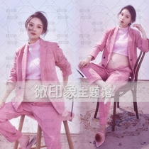  1885 new pregnant women photo shooting photo studio photo big belly mommy art pink suit mens sexy clothing