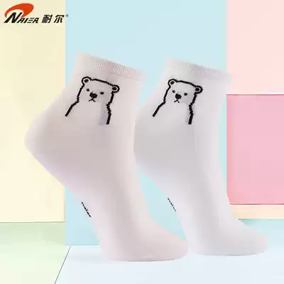 Nell spring, summer and autumn socks women's mid-tube socks pure cotton cute socks sweet Korean thin cotton student socks girl cute socks