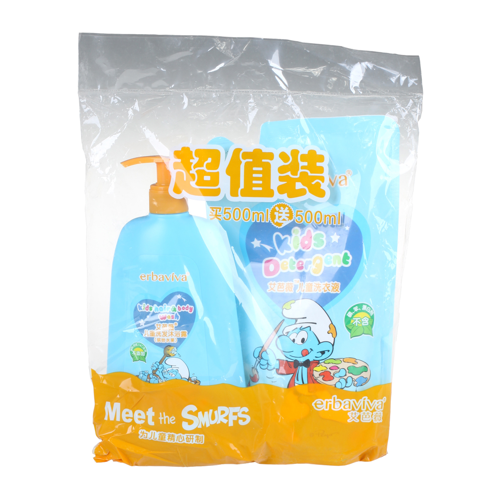 艾芭薇儿童洗发沐浴露（缤纷水果）500ml 洗发沐浴二合一送洗衣液