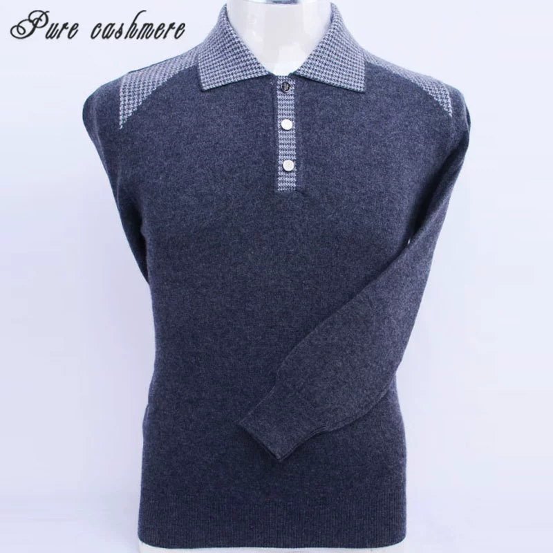 Tinh tế Nội Mông mùa thu và mùa đông dày tinh khiết áo len cashmere nam trưởng thành giản dị thanh niên đẹp trai cơ sở áo len B351 - Áo len Cashmere