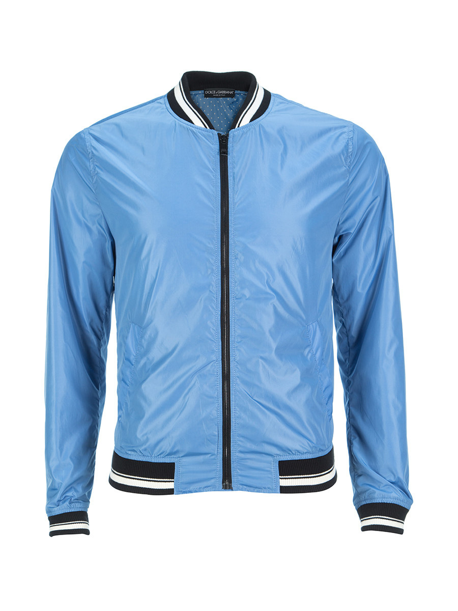 Dolce&Gabbana 蓝色棒球领拼接上衣