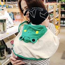 Baby spring and summer men and women baby children go out hooded cloak Pure cotton frog hat printed windproof cloak