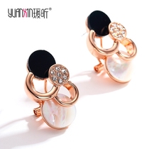 Autumn and winter earrings earrings earrings without earrings female European and American exaggerated tide black earrings temperament plated rose gold cold wind