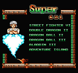 Customized 8-bit FC game card selection menu screen and greeting messages in 8 games