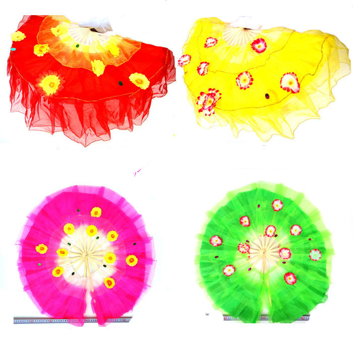 Dance fan flower fan seven flowers Phnom Penh lock side 180-degree 360-degree round fan stage performance 