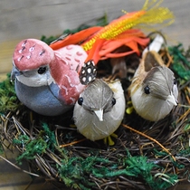 Emulation Small Bird Decoration Pendulum Pieces Fake Bird Handicraft Garden Landscaped Handmade Feather Bird Fields Garden Home Decoration