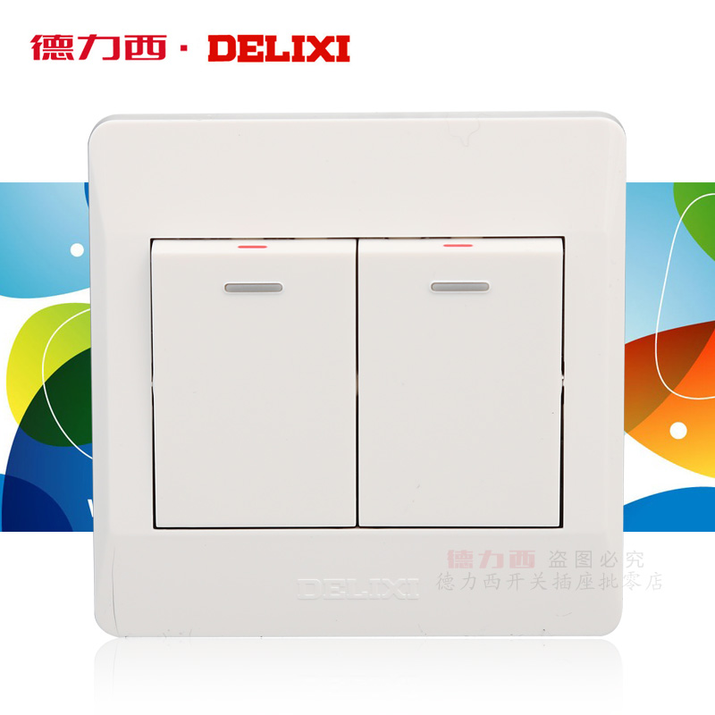 Delixi CD210 switch socket two open switch panel two two open single control switch two wall fluorescent switch