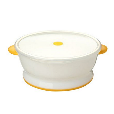 Richell UF baby children's deep mouth plate (with microwave cover)Double twelve spike