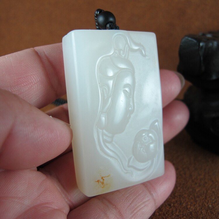 Hetian Jade Guanyin pendant Men's jade jade brand pendant Guanyin jade pendant necklace Natural jade jade
