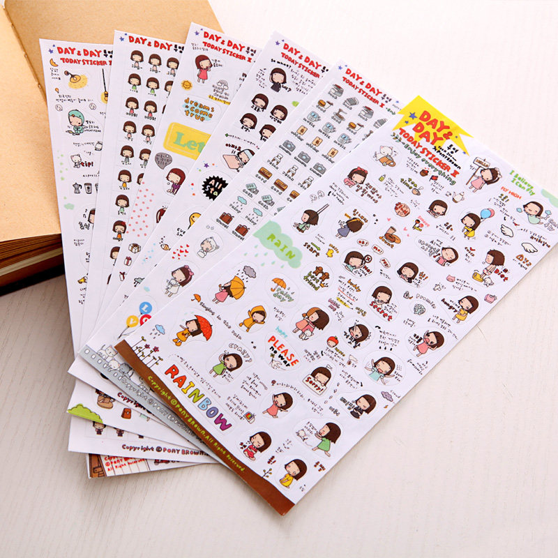DIY HANDMADE album stickers DAYDAY Bobo girl diary decorative stickers 6 pieces
