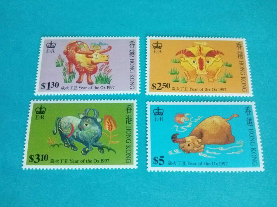 Chinese Hong Kong stamps 1997 Zodiac cattle tickets 4 original glue full products