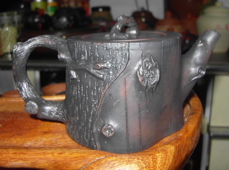 Drunkenness Yunnan Jianshui Purple Pottery Pot Double Tree Pile Pot tree root pot Bionic Pot hand sticked leather Pu-erh Tea Furniture