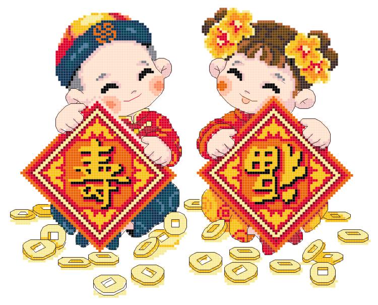 Cross embroidered electronic drawings 3035 foshou double full 143W* 115H19 color PAT source files