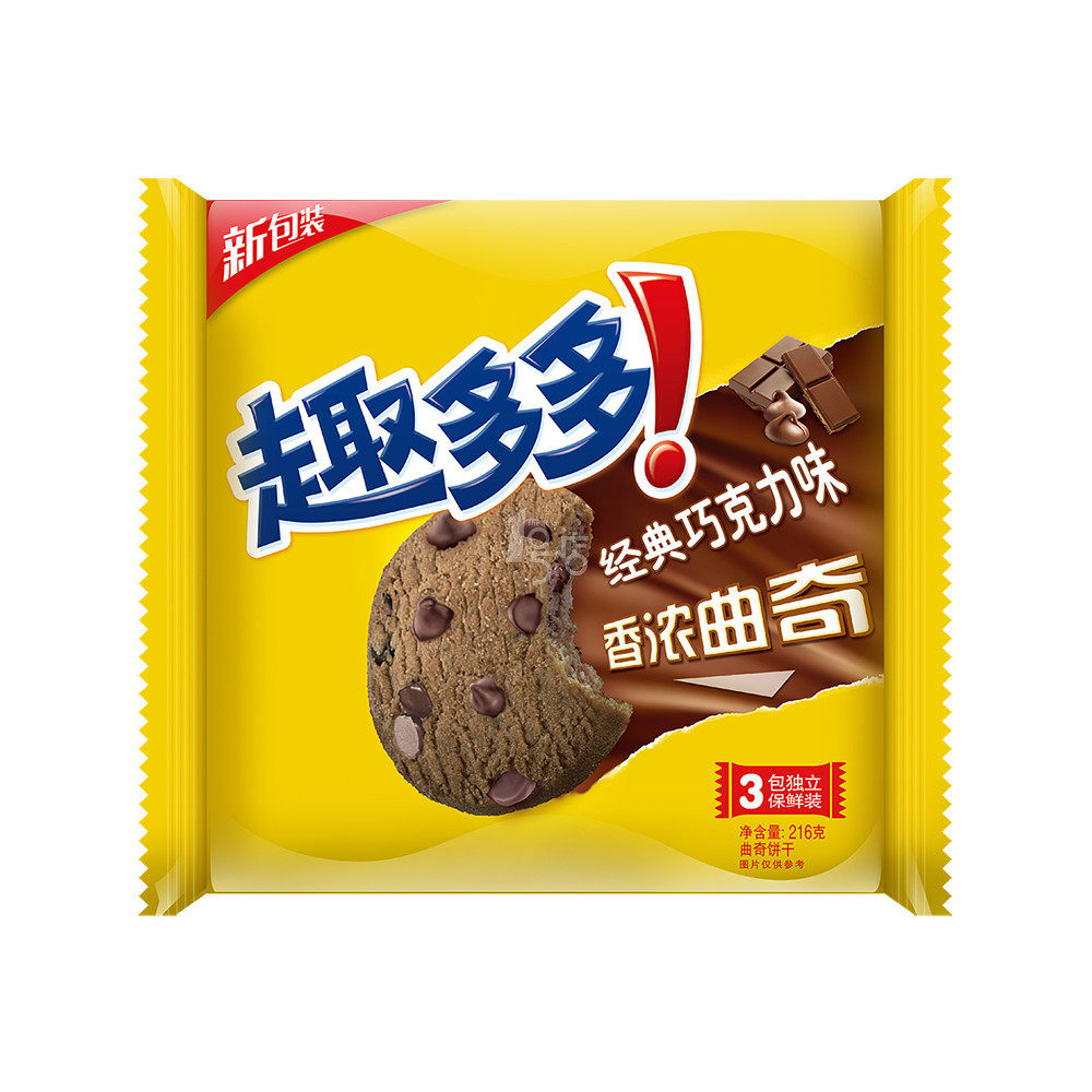 趣多多 曲奇饼干 浓情巧克力味 216g/盒