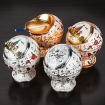 Yajia European retro ashtray creative ball-shaped ashtray with lid zinc alloy bar KTV ashtray household