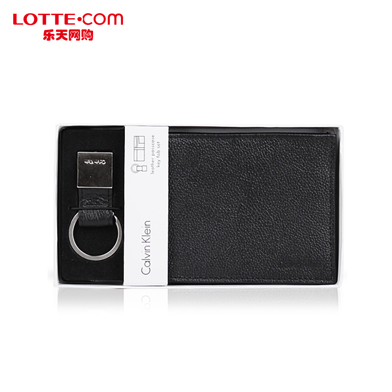 乐天网购CalvinKlein男士牛皮钱包简约短款皮夹韩国正品直邮黑色