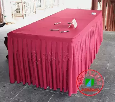 Folding long table tablecloth Conference table Training table Display exhibition table Dining table and chair Hotel table skirt Table and chair apron