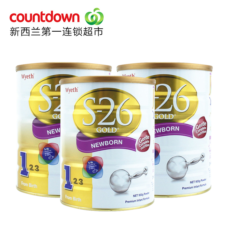 新西兰Wyeth惠氏S26金装婴幼儿1段奶粉900g*3罐装澳洲直邮