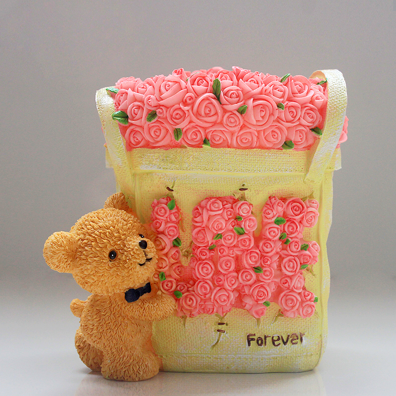 2016-2-5=13cm high 13 cm wide rose bear pencil male right - natural mold cartoon gypsum like graffiti