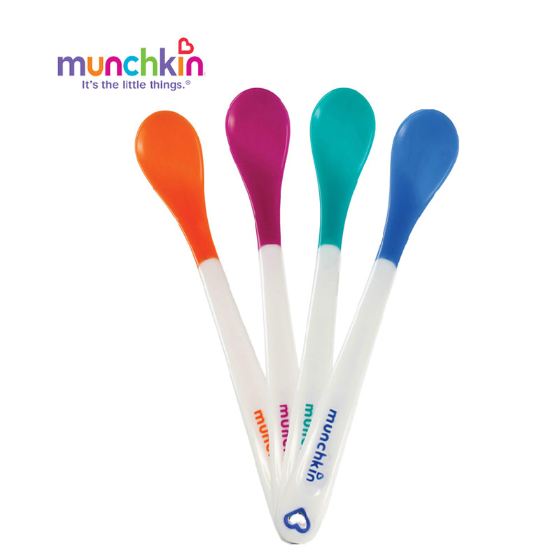 MUNCHKIN满趣健感温安全软头勺训练勺便携易拿取餐具喂食4个装
