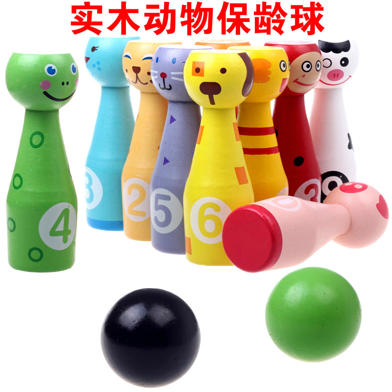 Large Number Children Wooden Animals Digital Bowling Parenting Interactive Games Baby Fitness Sports Puzzle Toys