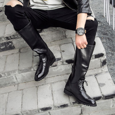 New fashionable riding boots, trendy men's boots, high and long boots, men's boots, men's leather boots, national flag team performance, men's Dr. Martens boots