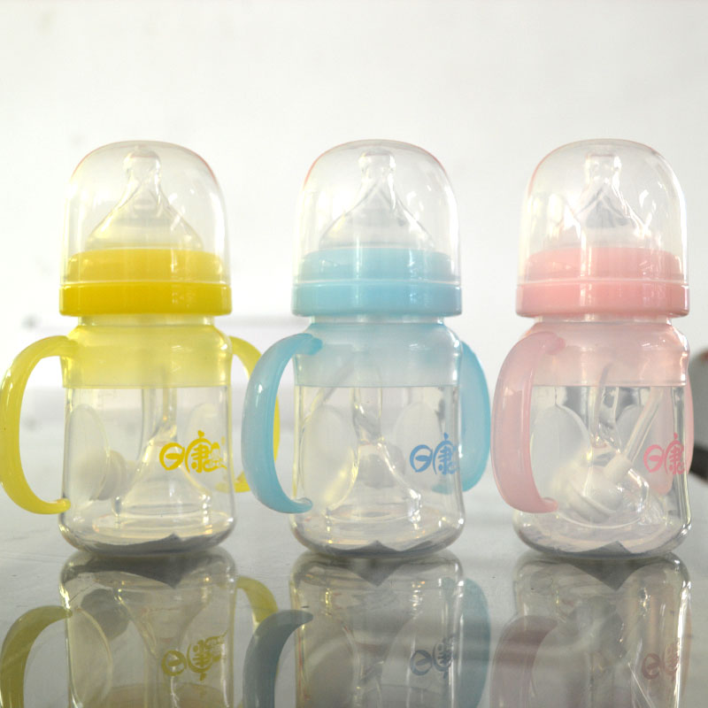 日康 硅胶奶瓶宽口多用液硅奶瓶170ml 有柄含奶嘴RK-3055 包邮
