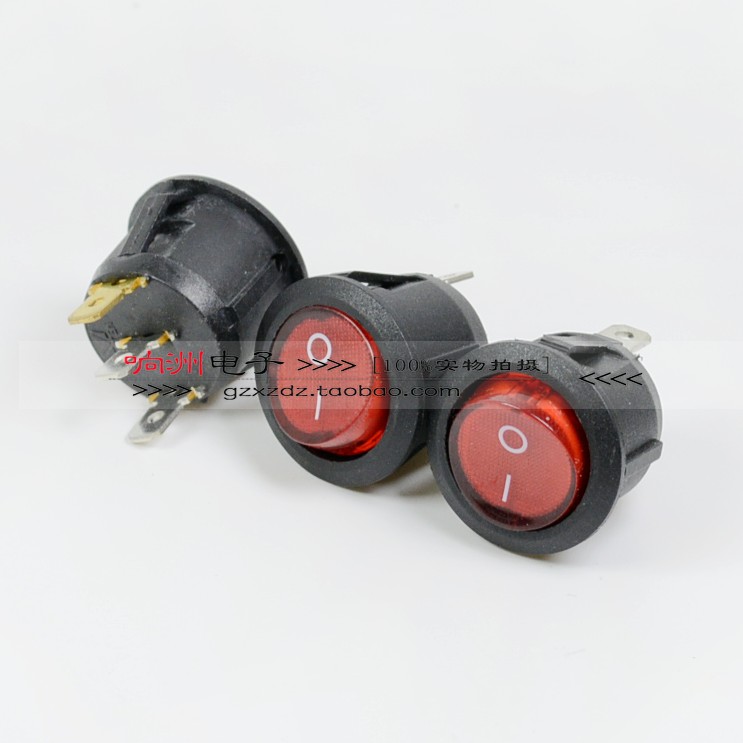 (2 gears and 3 feet with red lights) KCD1-202N three feet round rocker switch power switch