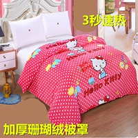 Coral quilt cover đơn mảnh flannel quilt cover mùa thu và mùa đông nhung Pháp sinh viên đơn đôi 1,8m giường sang trọng quilt bìa chăn giá rẻ