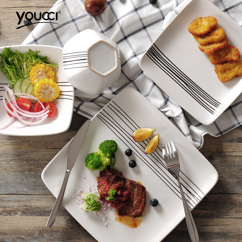This porcelain 10 inches large ceramic dish fish steak plate of pasta dish dish dish household food big plate