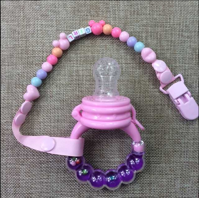 1 baby name Custom Pacifier Anti Fall Chain Solid Tooth Instrumental Toy Bite Prevention Drop Chain Clip