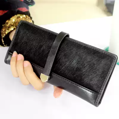 2021 spring new BAO WEN horsehair long wallet women's leather wallet women's cowhide clutch thin card bag
