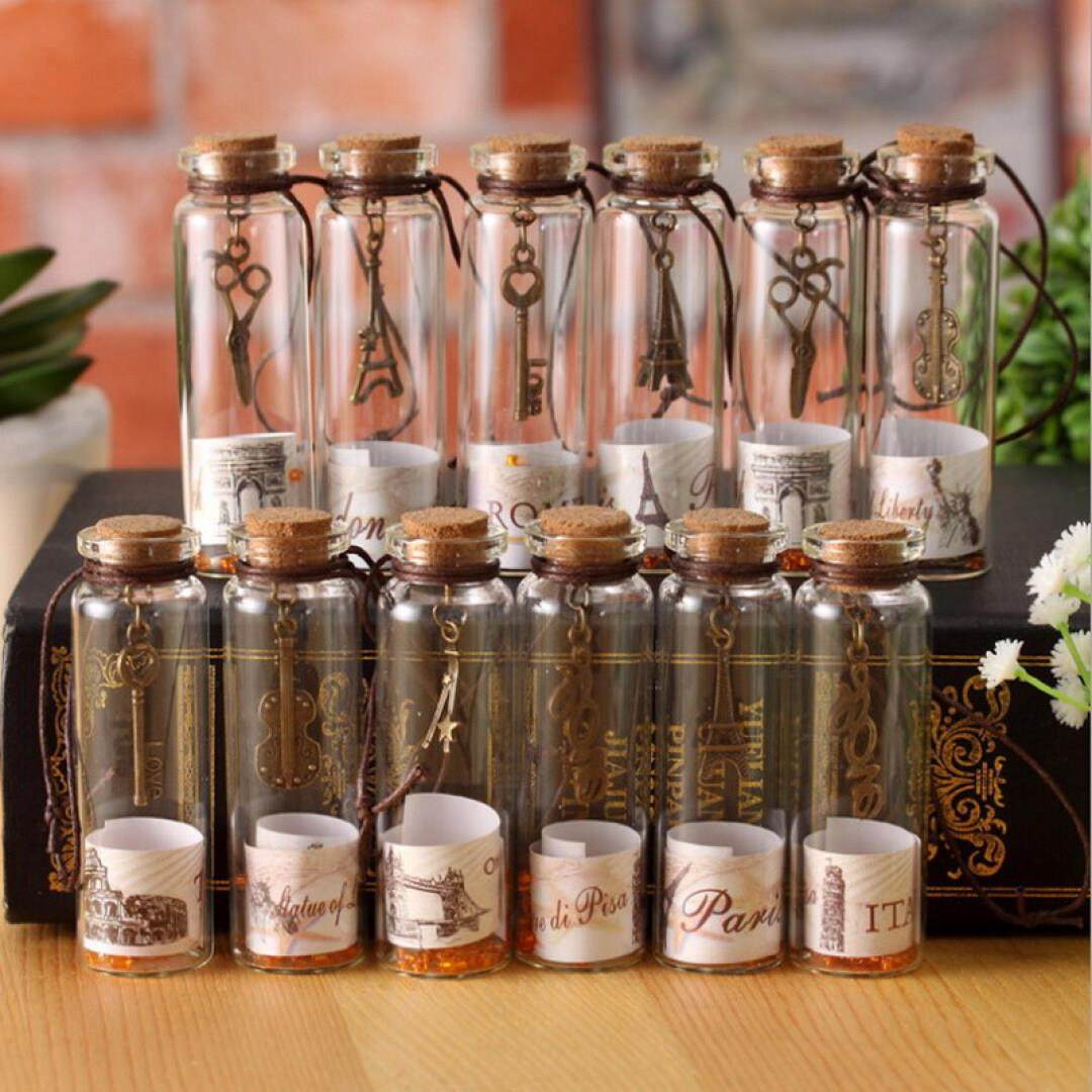 复古 风景幸运瓶玻璃小号木塞漂流瓶子 款式随机一个 2x7c许愿瓶