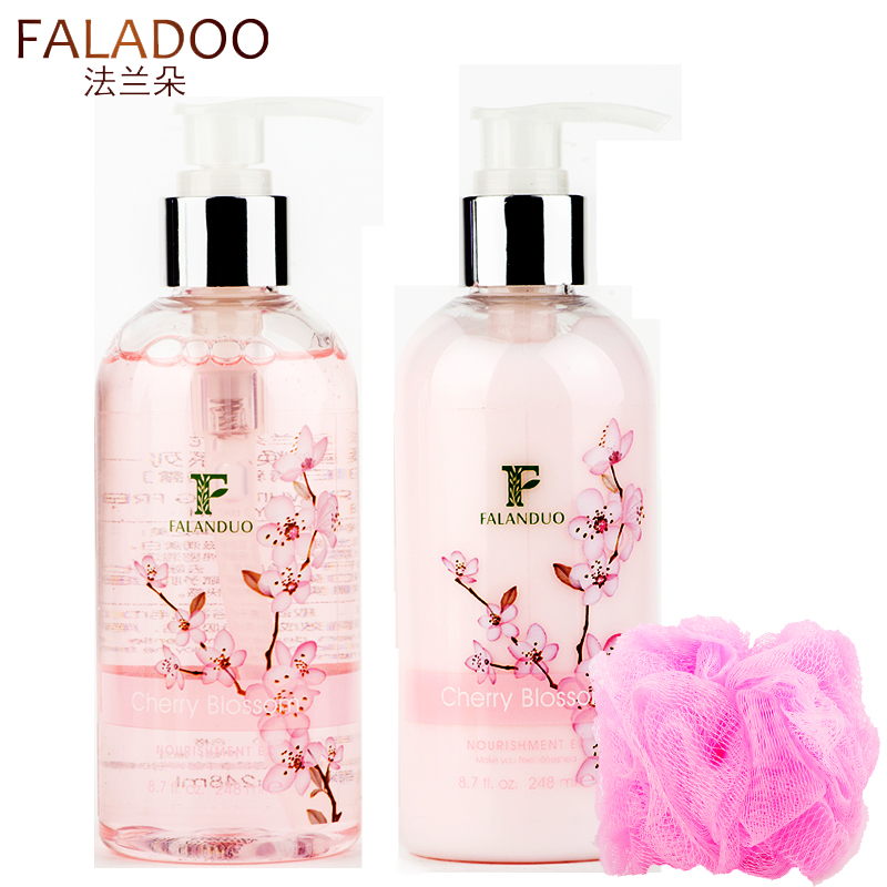 法兰朵 沐浴露+身体乳两件套装 248ml+248ml白皙大容量清爽滋润