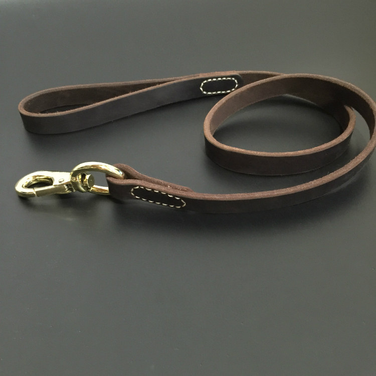 Soft leather cowhide leash leash Golden Retriever German Shepherd Rottweiler medium and large dog with a dog leash to lead the dog chain