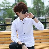 Mùa thu nam màu sắc sơ mi dài tay Hàn Quốc Slim kinh doanh áo sơ mi thủy triều nam quần áo trắng áo sơ mi nam áo sơ mi nam ngắn tay công sở