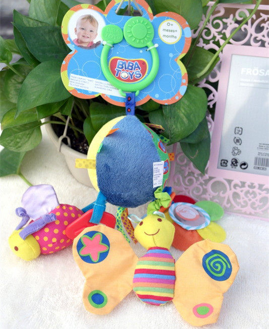 Original American BIBA TOYS Butterfly love float Bed hanging bell Pull shock safety mirror sound paper BB device Tooth fixing device label
