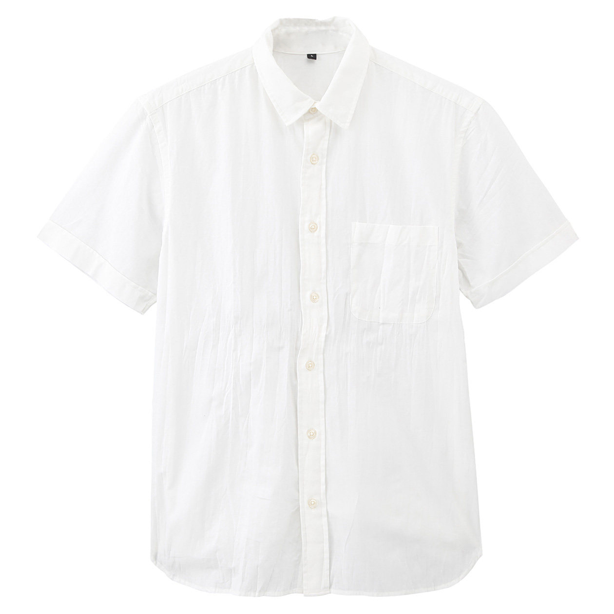 无印良品MUJI 男式 印度棉府绸短袖衬衫