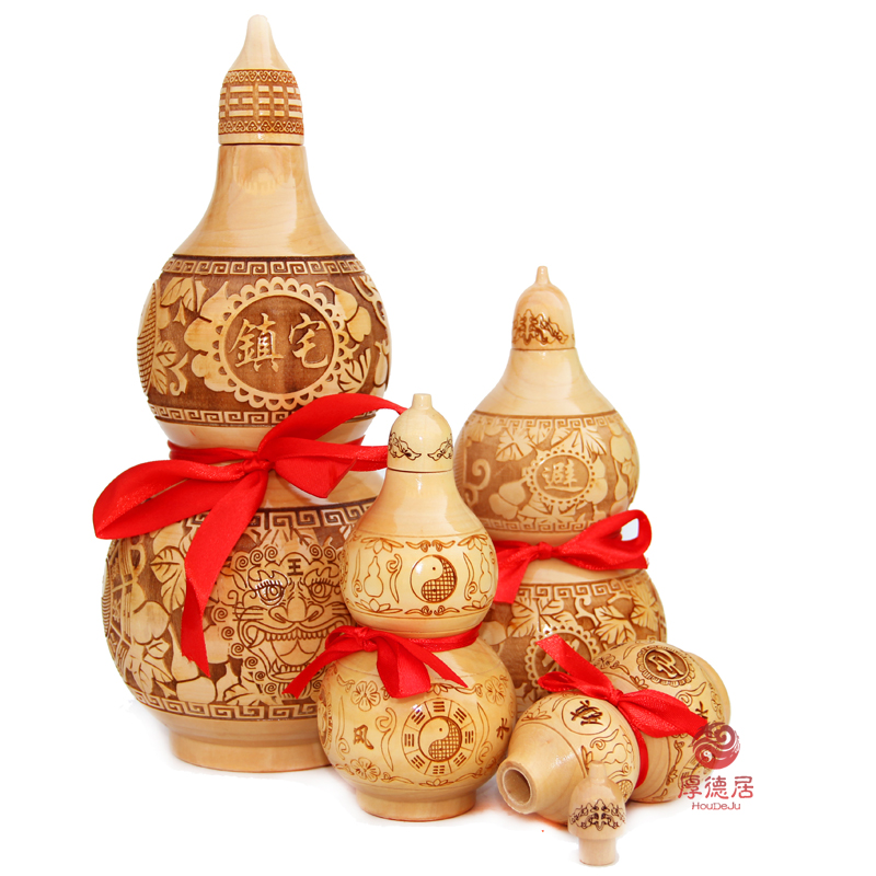 Natural peach wood gourd ornaments pendant open cover gourd