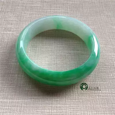 Myanmar natural old pit A cargo Jade jade bracelet ice glutinous seed Zhengyang green jade bracelet with certificate KC408