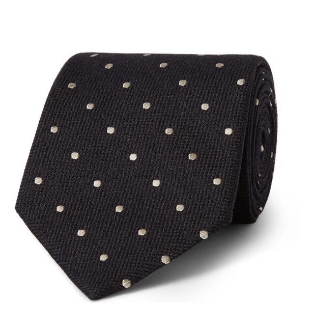 Tom Ford 8cm Polka Dot Silk and Wool Blend Tie