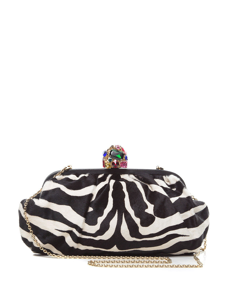 Dolce&Gabbana 斑马纹晶钻扣链条包